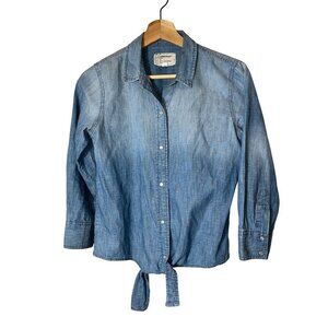 Current/Elliott Womens Tie Front Chambray Shirt Size 0 Western
